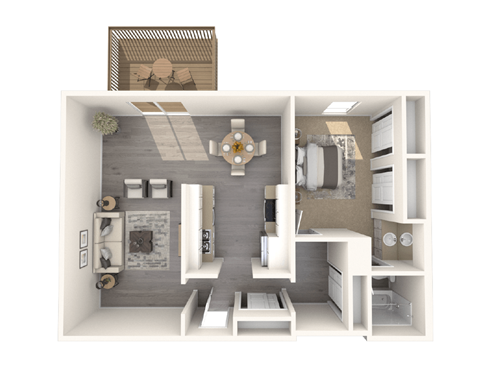 Floor plan for 1 bed, 1 bath, 800 sqft